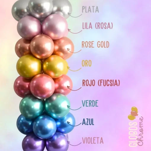 5 Globos Chrome 12" - Imagen 2
