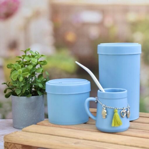 Combo Latas + Mate Vintage - Celeste