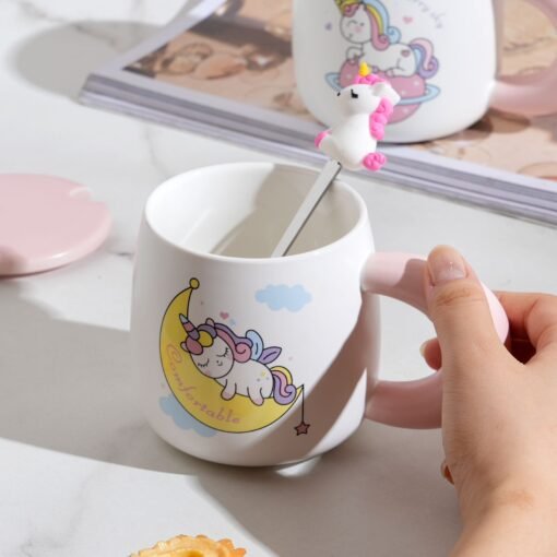 Taza de Cerámica con Tapa + Cucharita Unicornio - Imagen 4