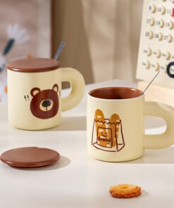 Taza de Cerámica con Tapa Cream Bear