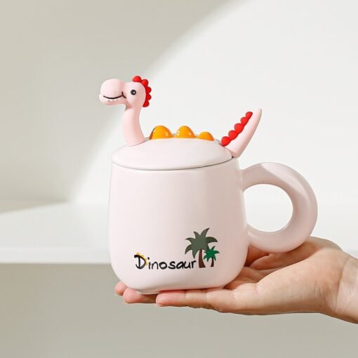 Taza de Cerámica con Tapa + Cuchara - DINOSAUR - Imagen 3