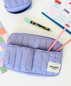 Necessaire Dos Bolsillos - LILA cierre verde