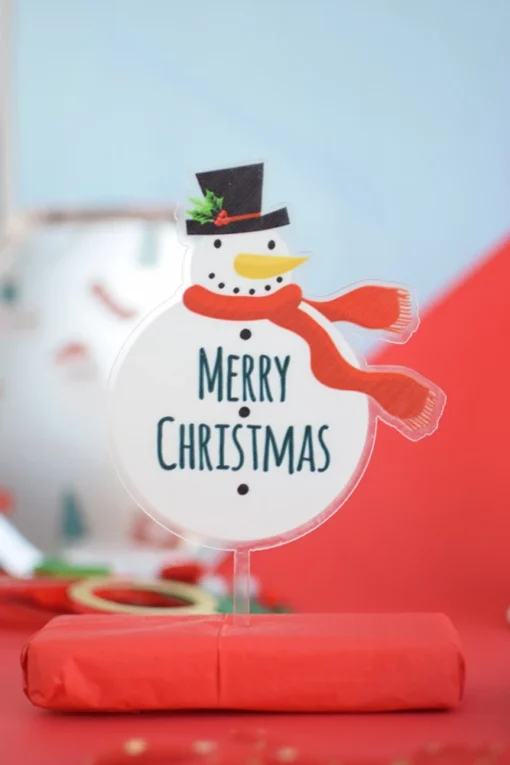 Topper Plastico Navideño Muñeco de Nieve