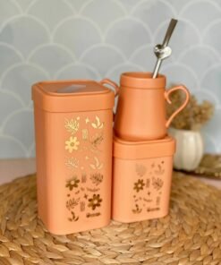 Set de Tarros Cuadrados HOT STAMPING - Canela